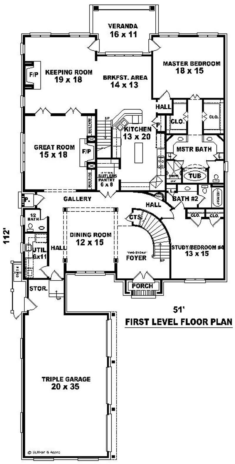 Floor Plan First Story of Country Plan #170-2456