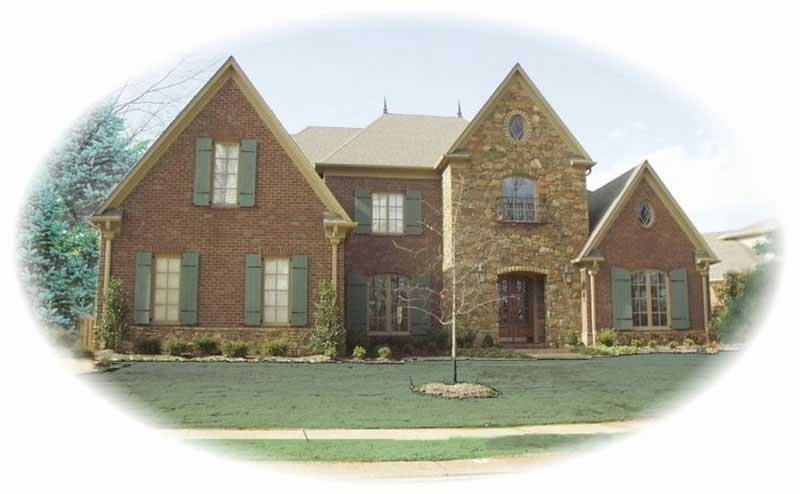 Front view of French home (ThePlanCollection: House Plan #170-2458)