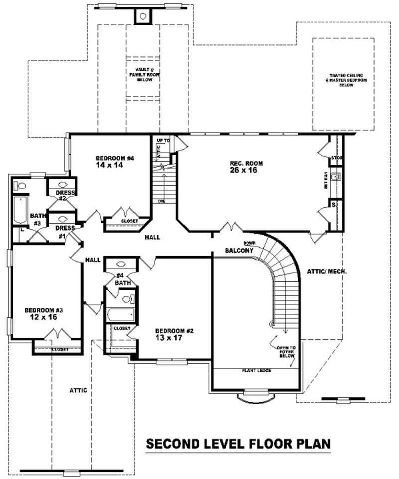 Floor Plan Second Story of French Plan #170-2458