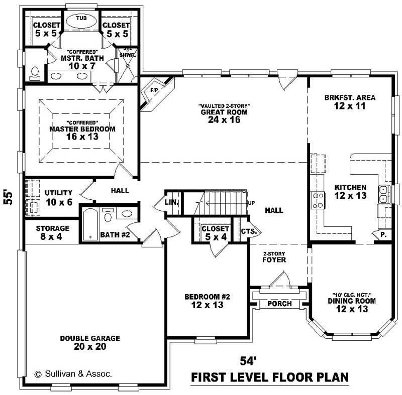 Floor Plan First Story of French Plan #170-2460