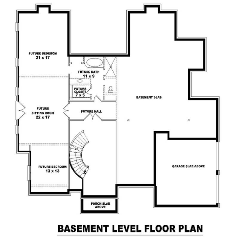 Floor Plan Basement of French Plan #170-2463