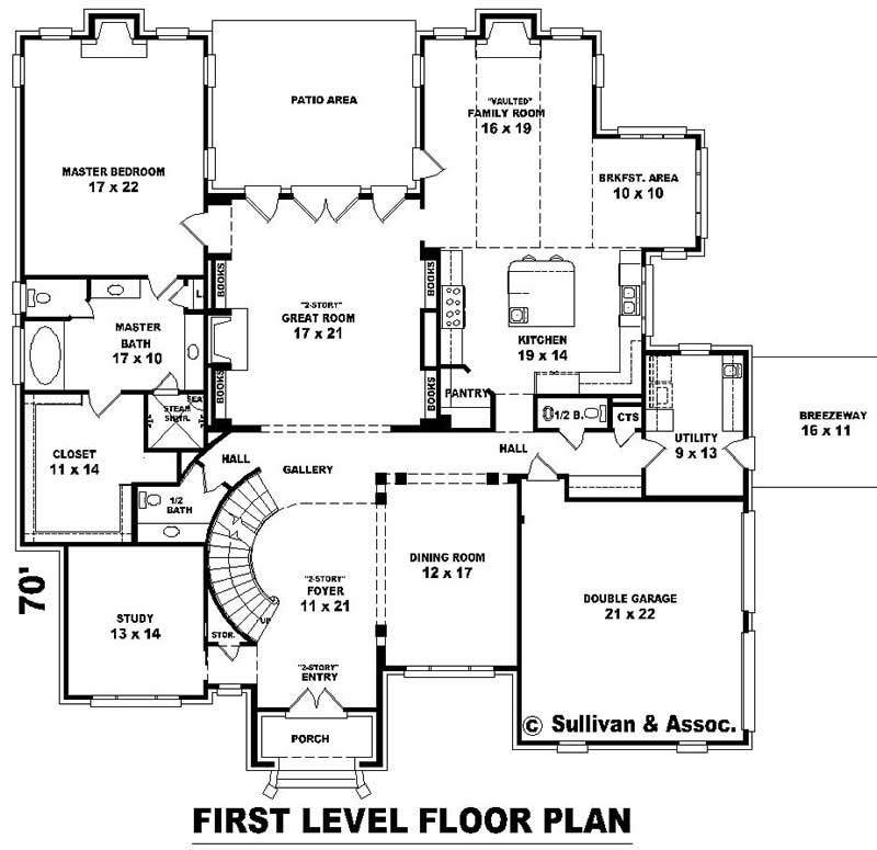 Floor Plan First Story of French Plan #170-2463