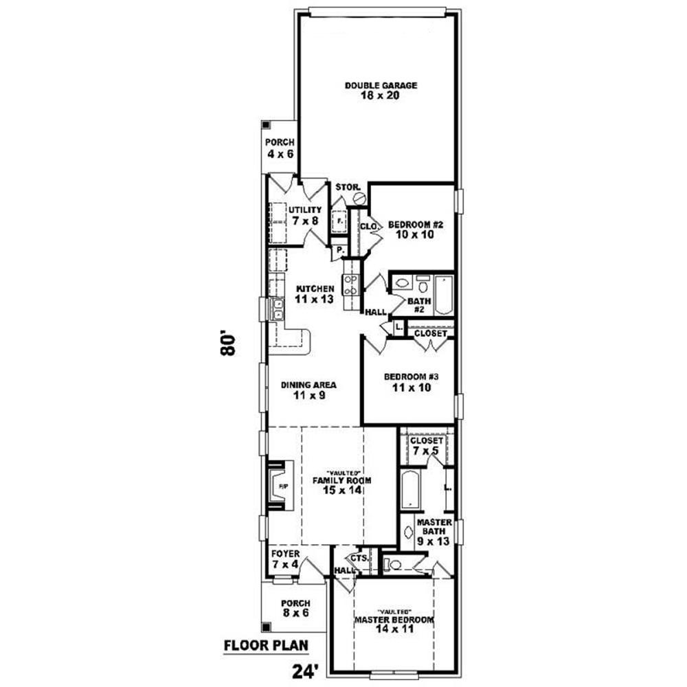 Floor Plan First Story of Traditional Plan #170-2467