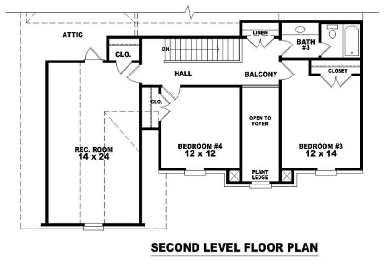Floor Plan Second Story of Country Plan #170-2468