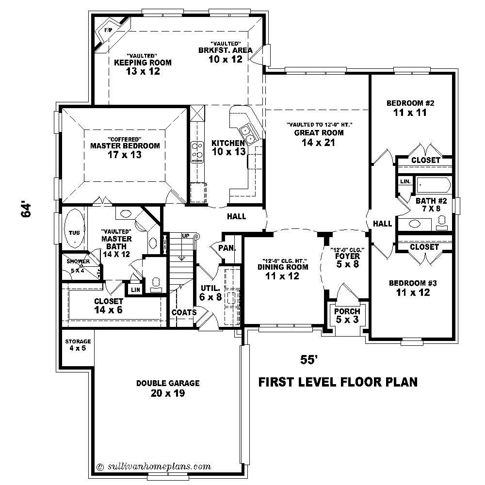 Floor Plan First Story of Cape Cod Plan #170-2492