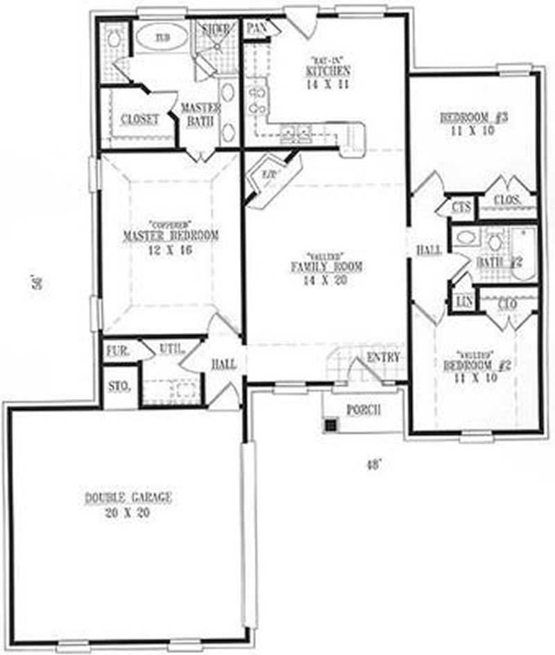Floor Plan First Story of Craftsman Plan #170-2500