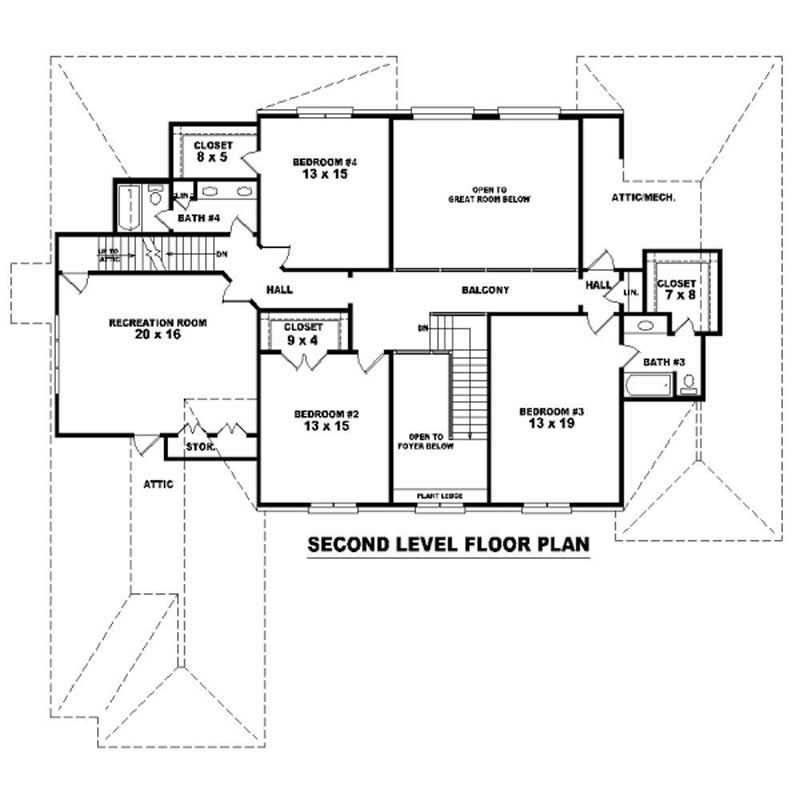 Floor Plan Second Story of French Plan #170-2503