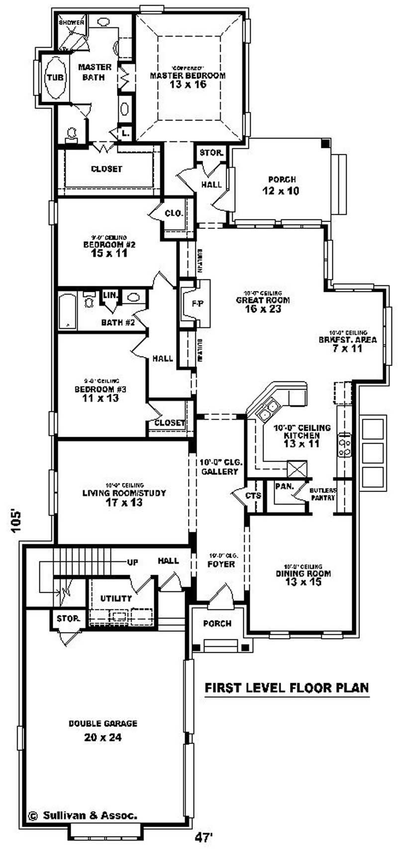 Floor Plan First Story of French Plan #170-2509