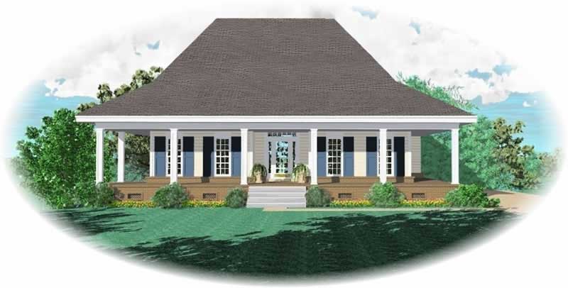 Front view of Country home (ThePlanCollection: House Plan #170-2515)
