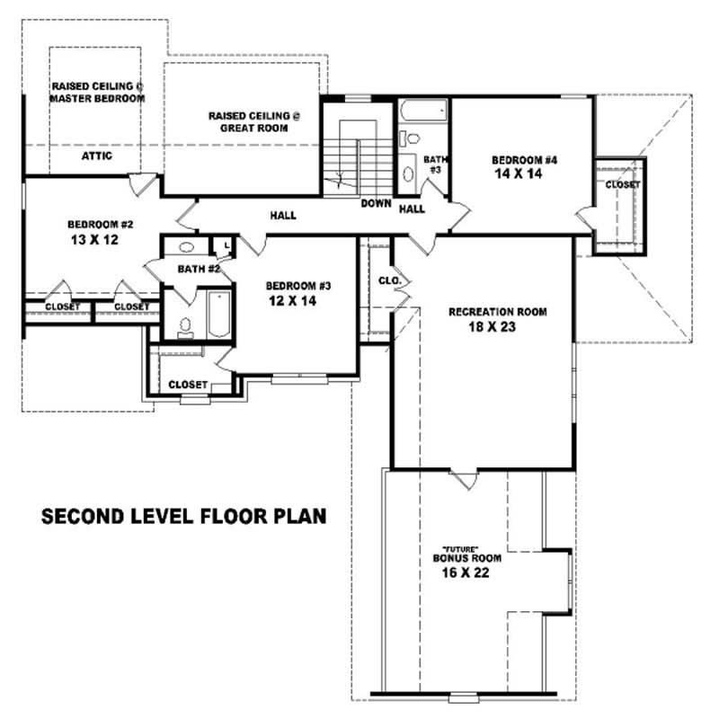 Floor Plan Second Story of French Plan #170-2517