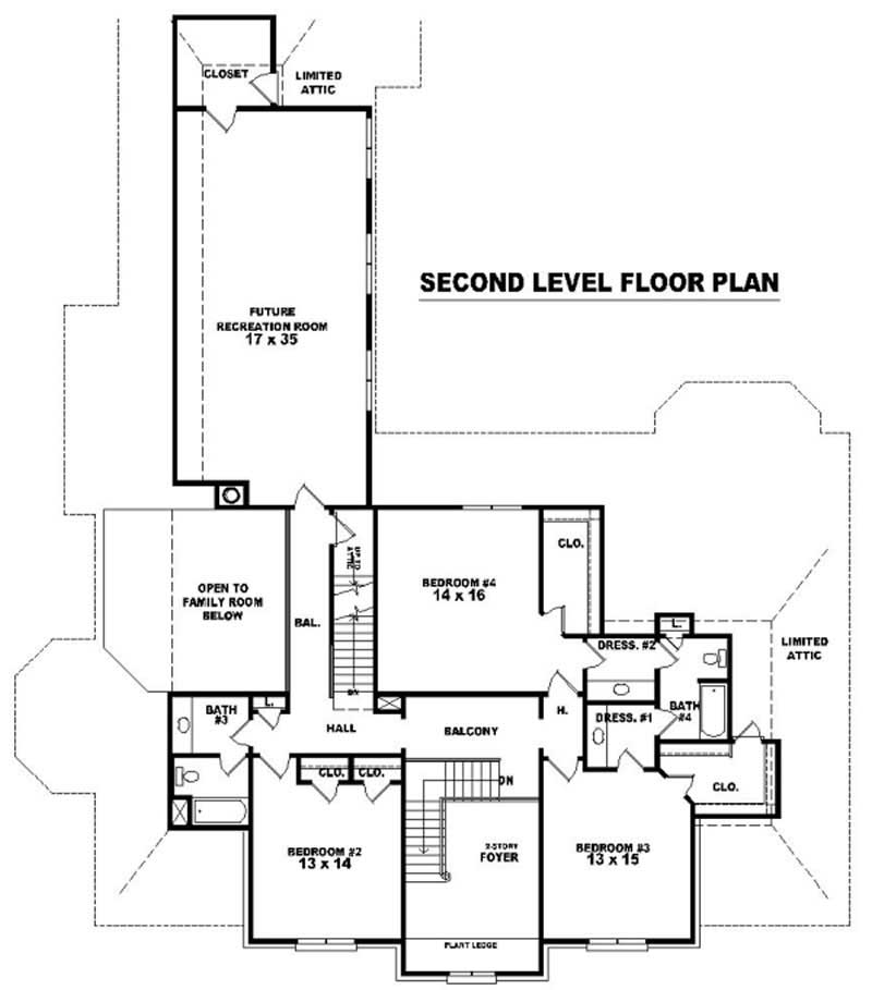 Floor Plan Second Story of French Plan #170-2519
