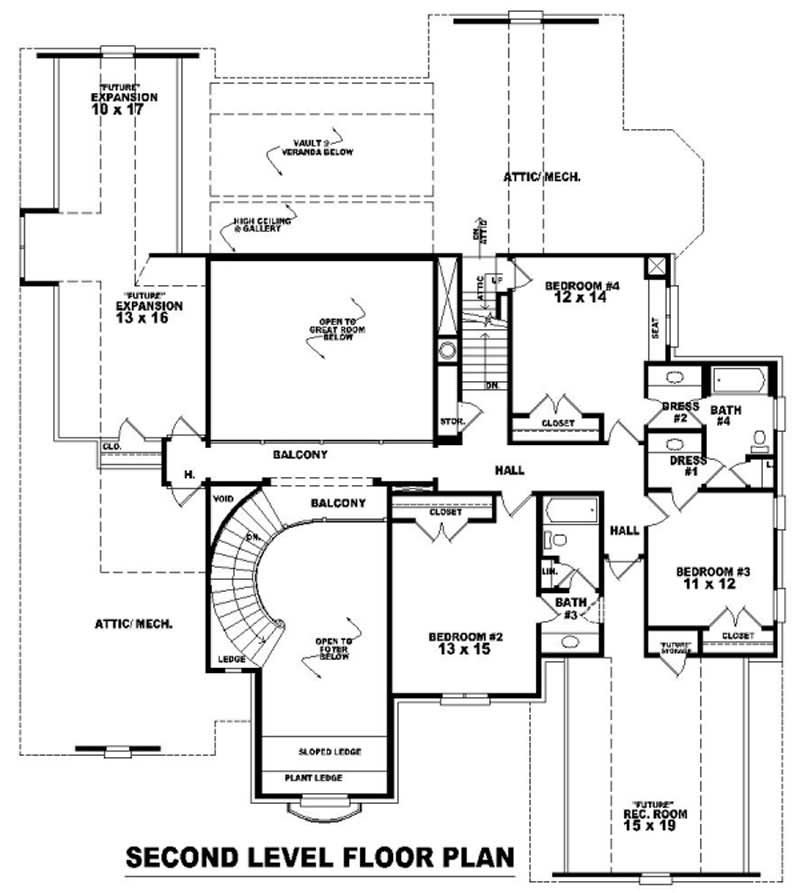 Floor Plan Second Story of French Plan #170-2521