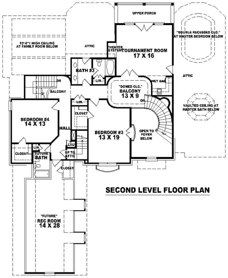Floor Plan Second Story of French Plan #170-2523