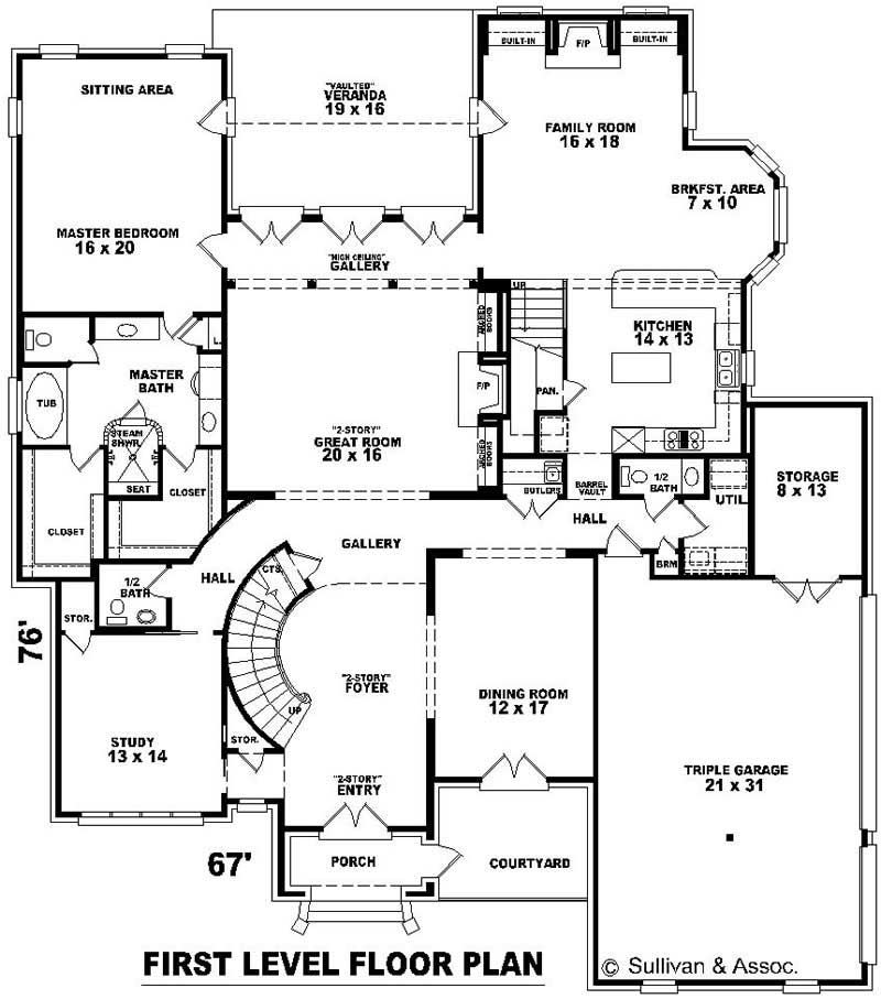Floor Plan First Story of French Plan #170-2525