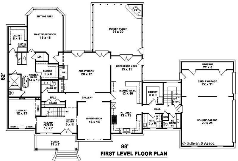 Floor Plan First Story of Luxury Plan #170-2526