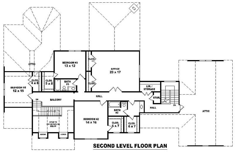 Floor Plan Second Story of Luxury Plan #170-2526