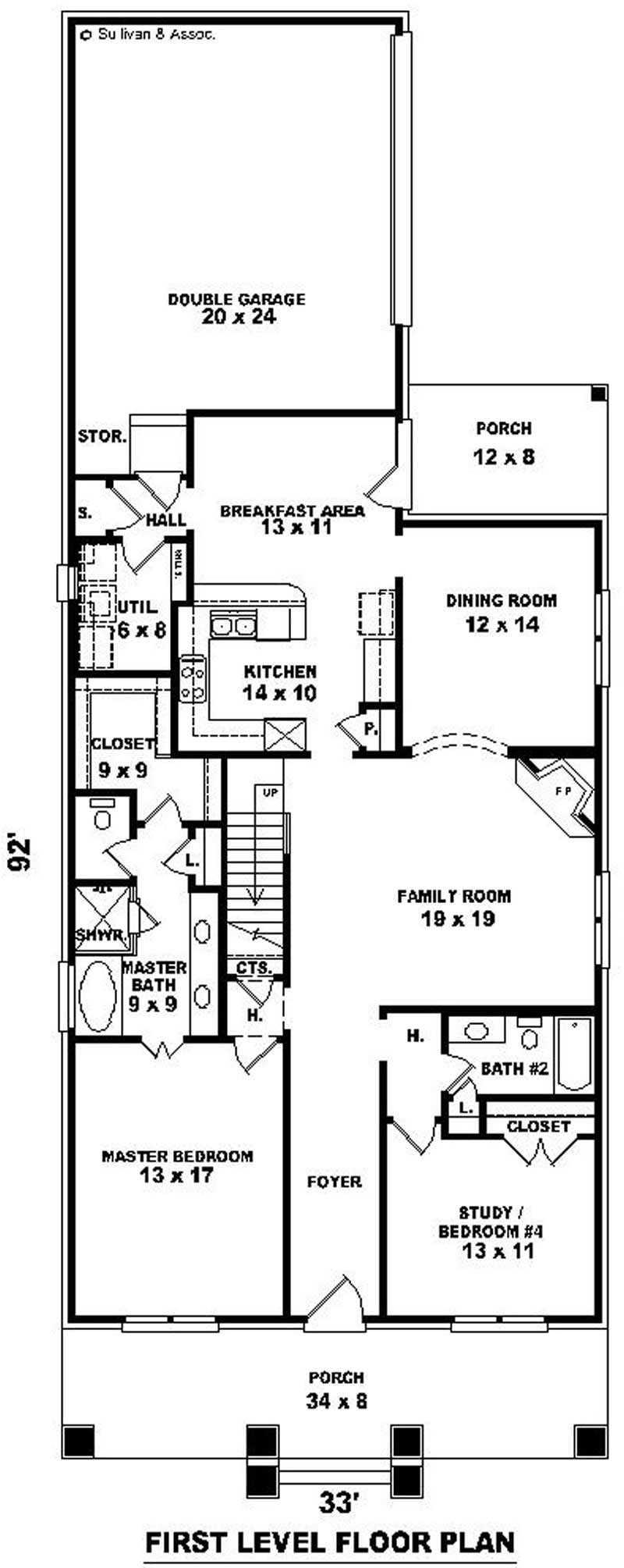 Floor Plan First Story of Craftsman Plan #170-2527