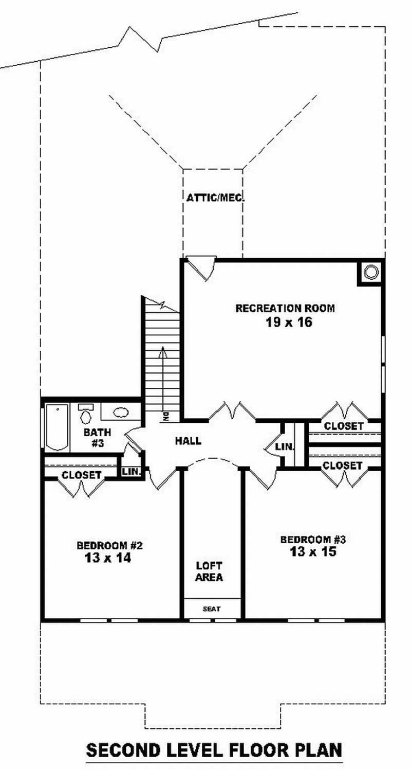 Floor Plan Second Story of Craftsman Plan #170-2527