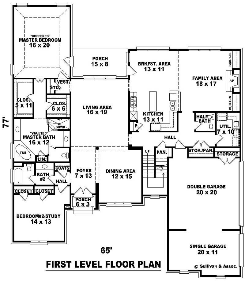 Floor Plan First Story of French Plan #170-2528