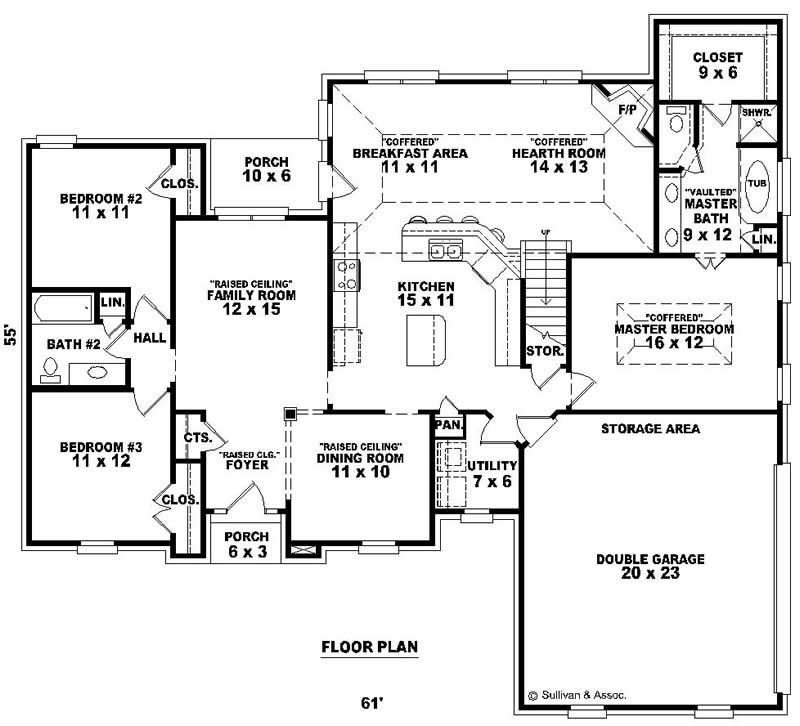 Floor Plan First Story of French Plan #170-2529
