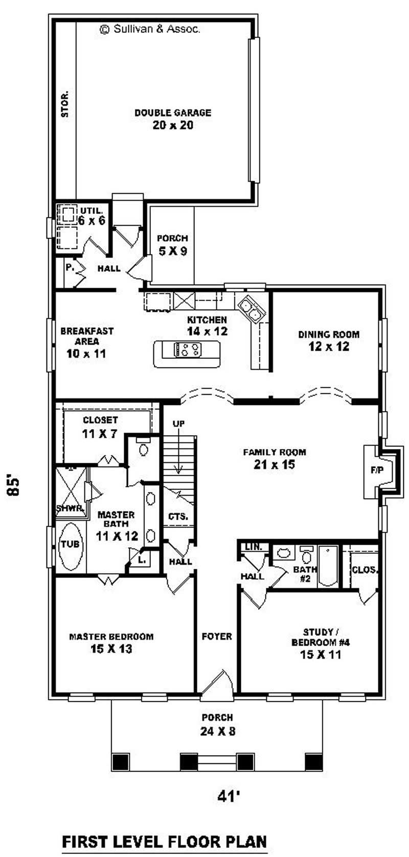 Floor Plan First Story of Craftsman Plan #170-2539