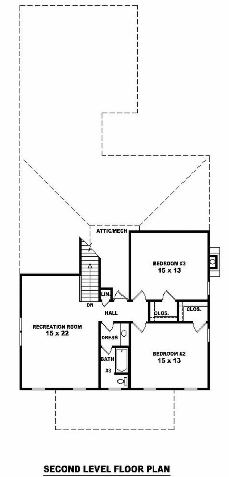 Floor Plan Second Story of Craftsman Plan #170-2539