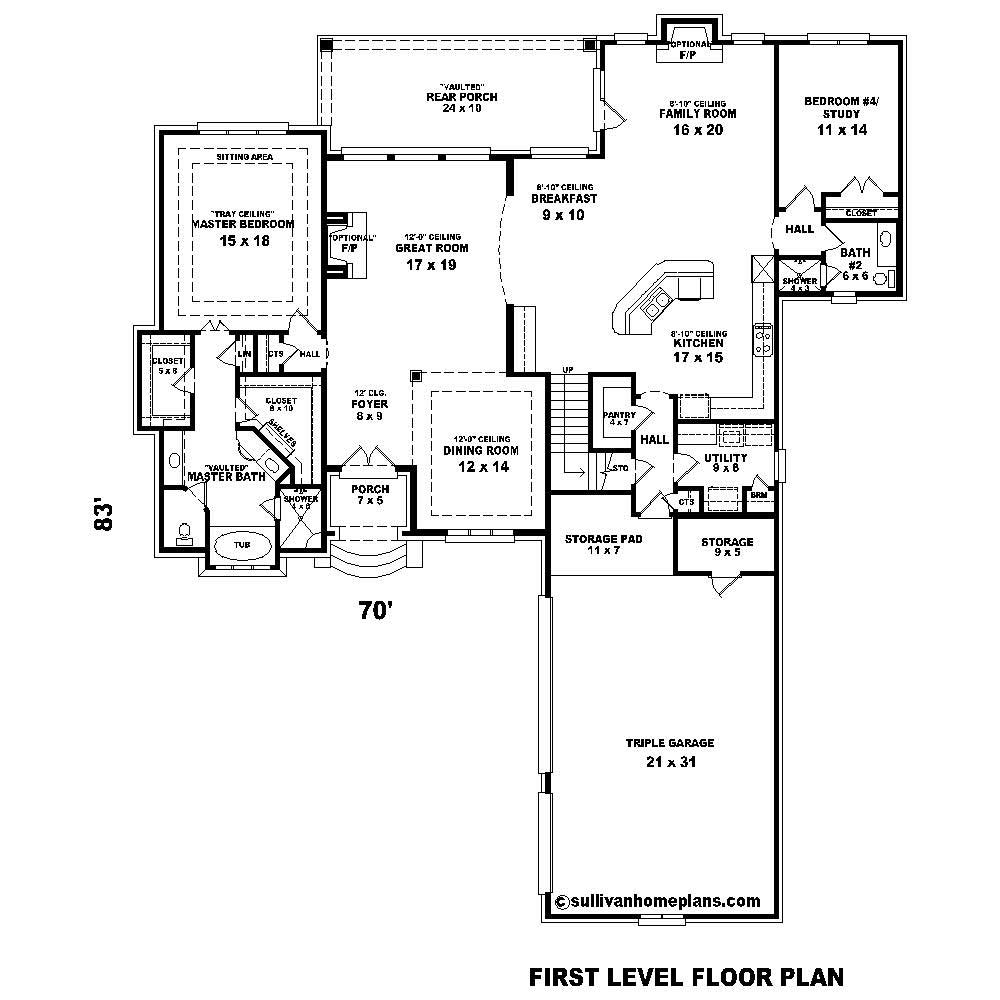 Floor Plan First Story of Cape Cod Plan #170-2579