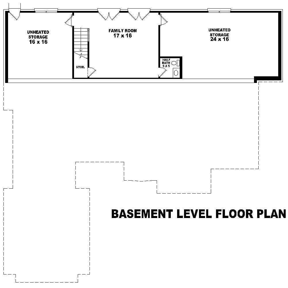 Floor Plan Basement of Country Plan #170-2590