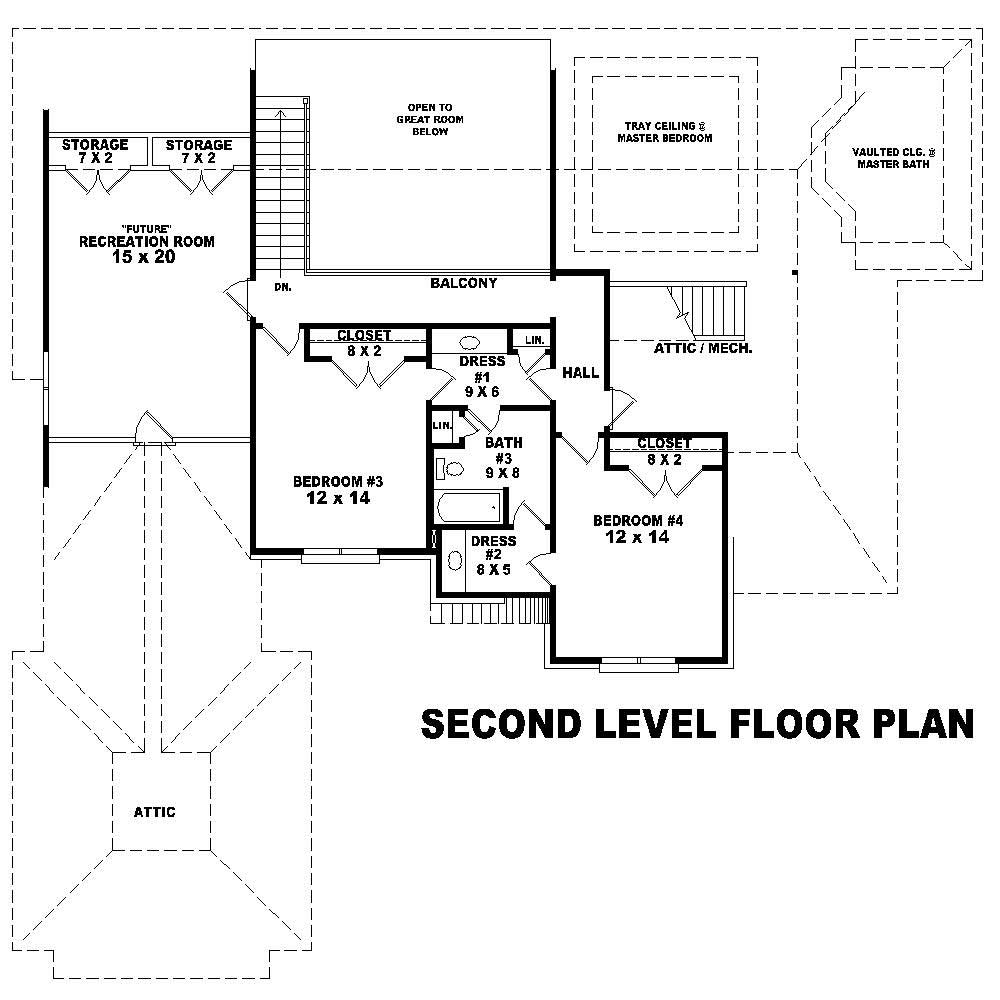 Floor Plan Second Story of Country Plan #170-2591