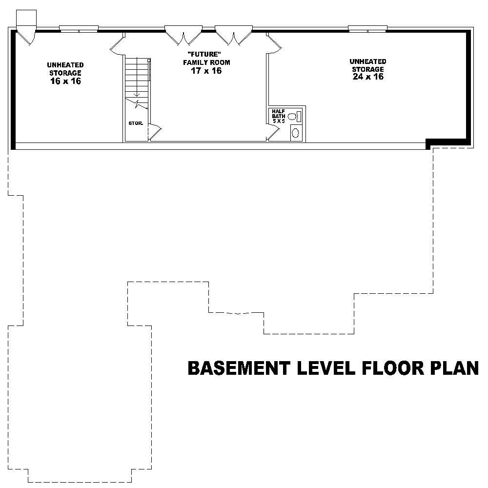 Floor Plan Basement of Country Plan #170-2591