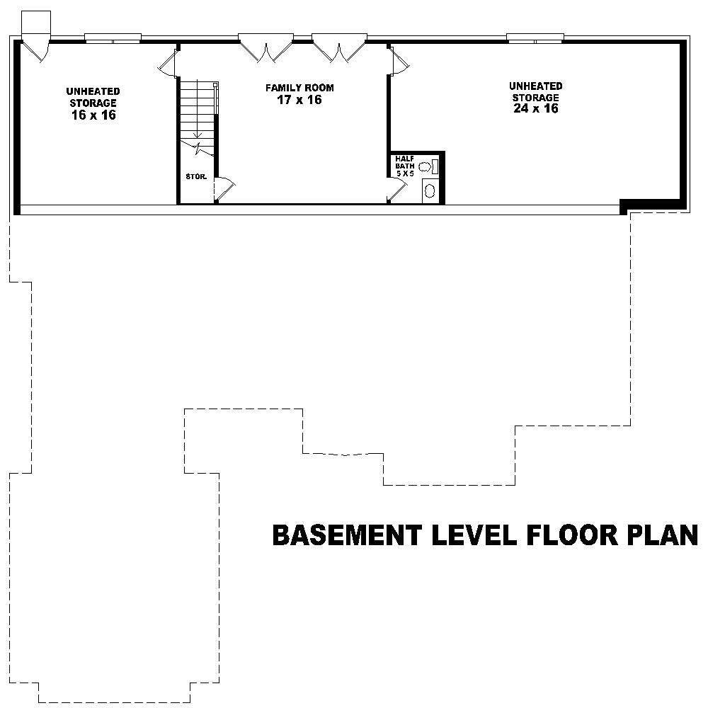 Floor Plan Basement of Country Plan #170-2592