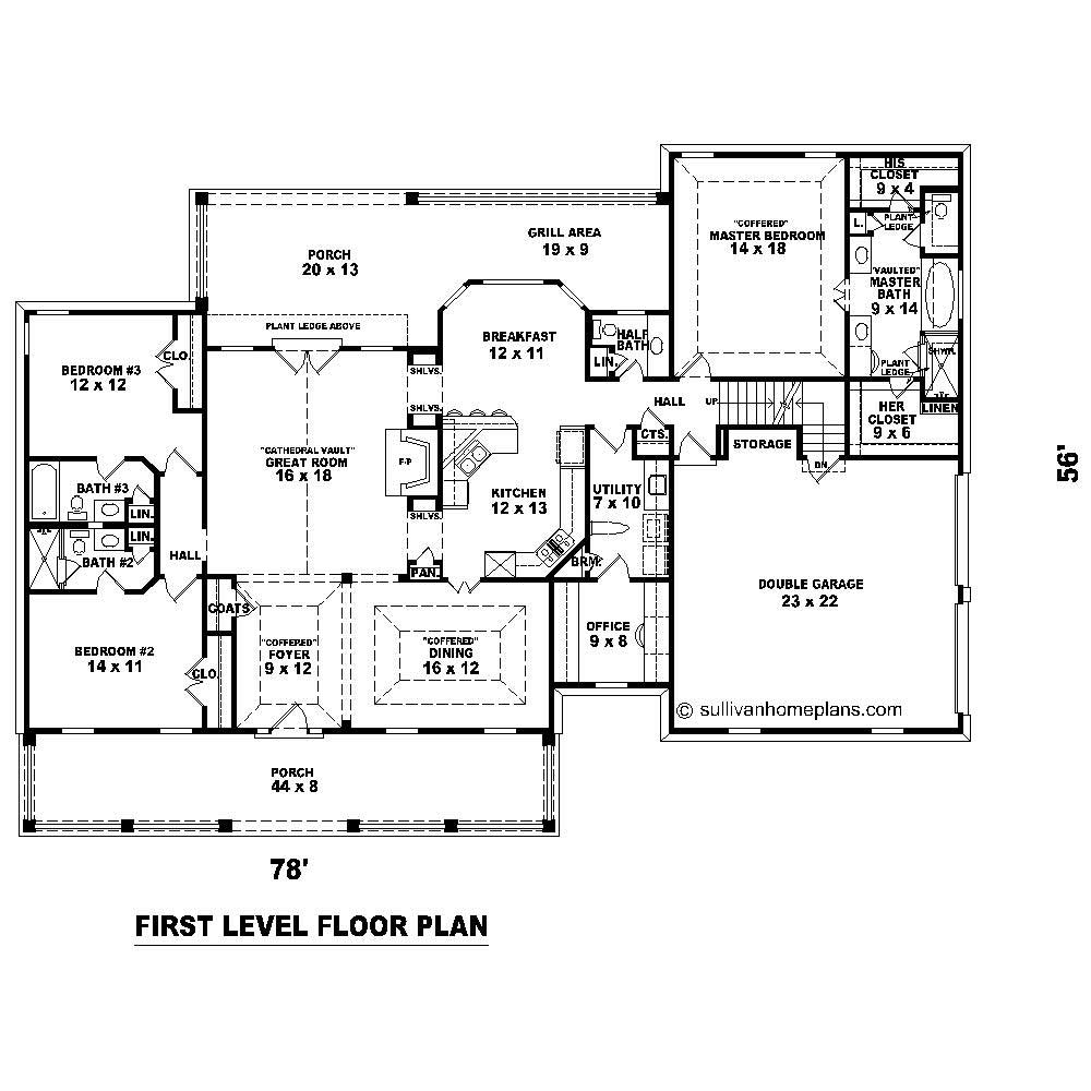 Floor Plan First Story of Cape Cod Plan #170-2594