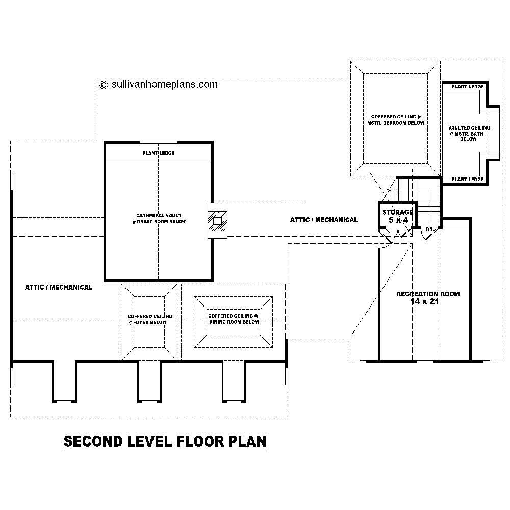 Floor Plan Second Story of Cape Cod Plan #170-2594