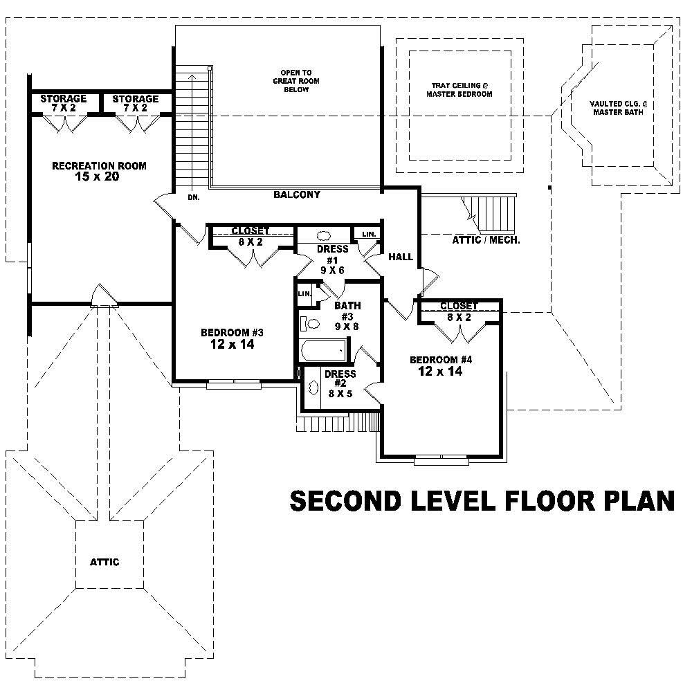 Floor Plan Second Story of Country Plan #170-2595