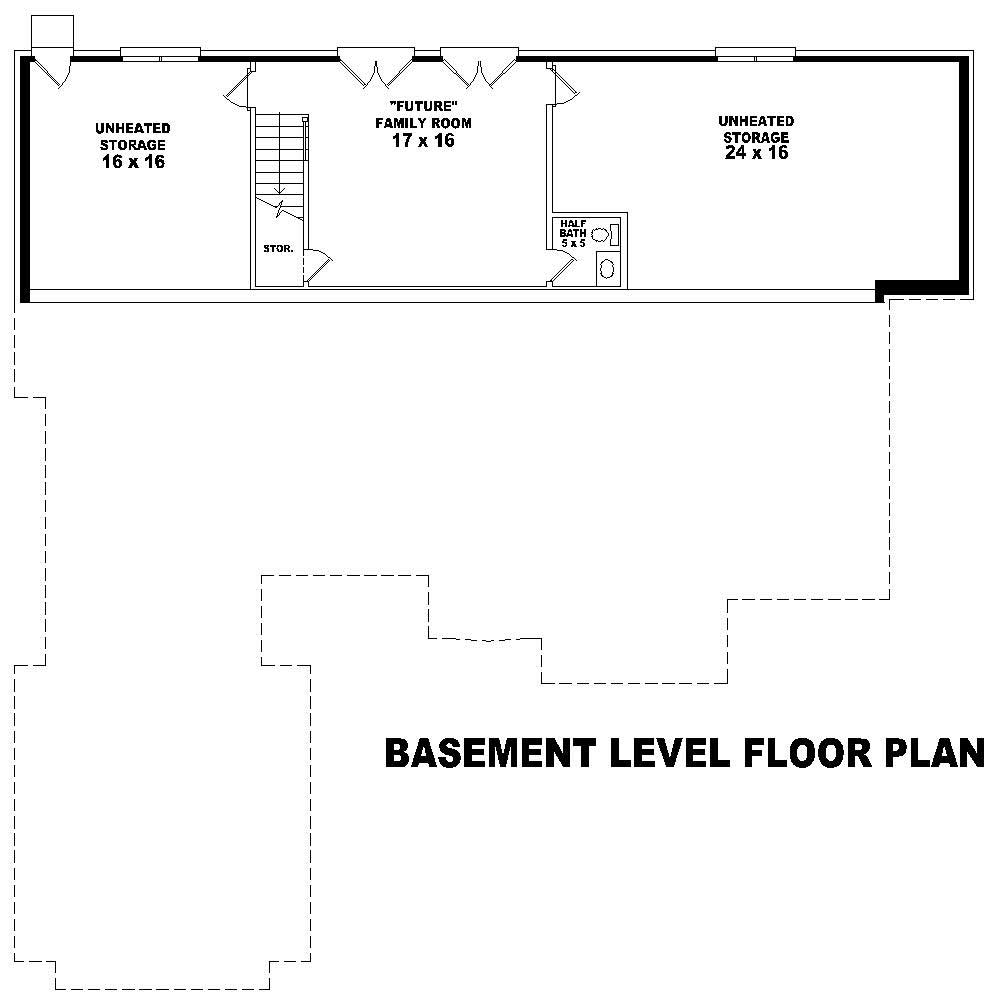 Floor Plan Basement of Country Plan #170-2596