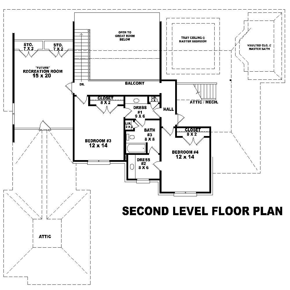 Floor Plan Second Story of Country Plan #170-2597
