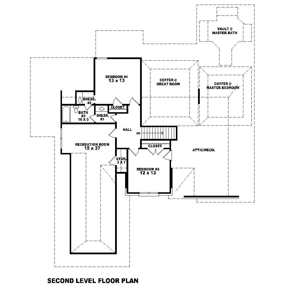 Floor Plan Second Story of French Plan #170-2611