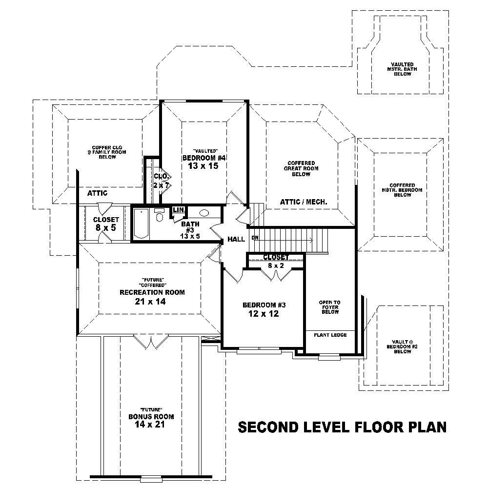 Floor Plan Second Story of Country Plan #170-2630