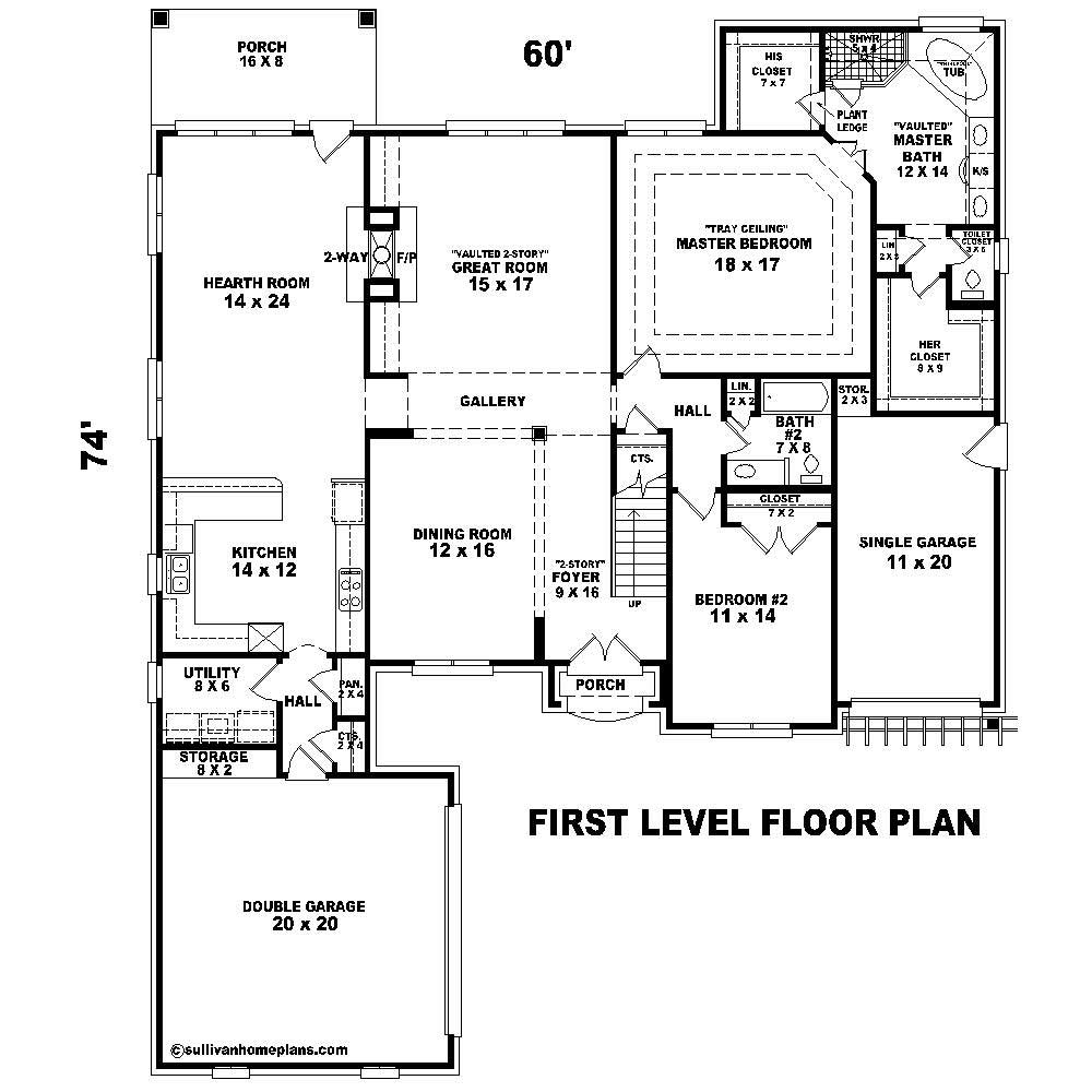 Floor Plan First Story of French Plan #170-2632