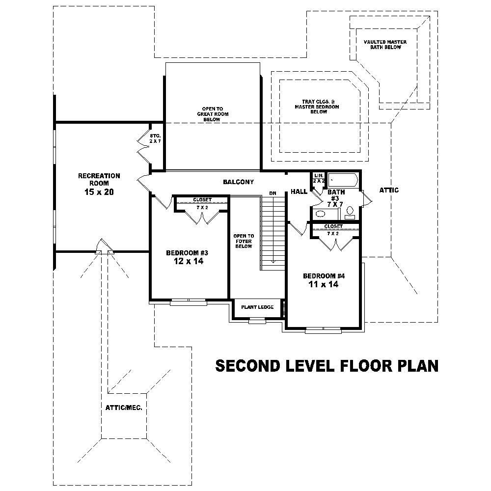 Floor Plan Second Story of French Plan #170-2632
