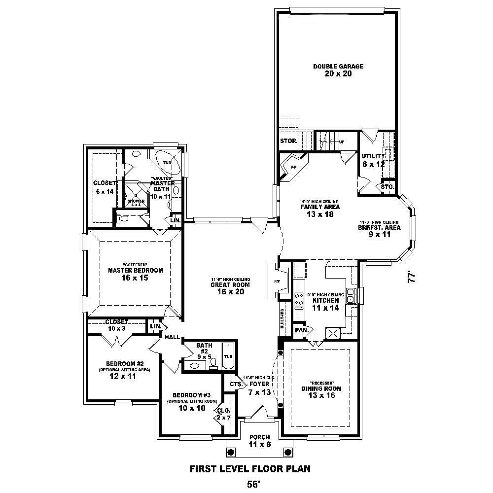 Floor Plan First Story of Cape Cod Plan #170-2633