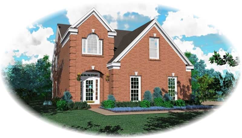 Front view of French home (ThePlanCollection: House Plan #170-2635)