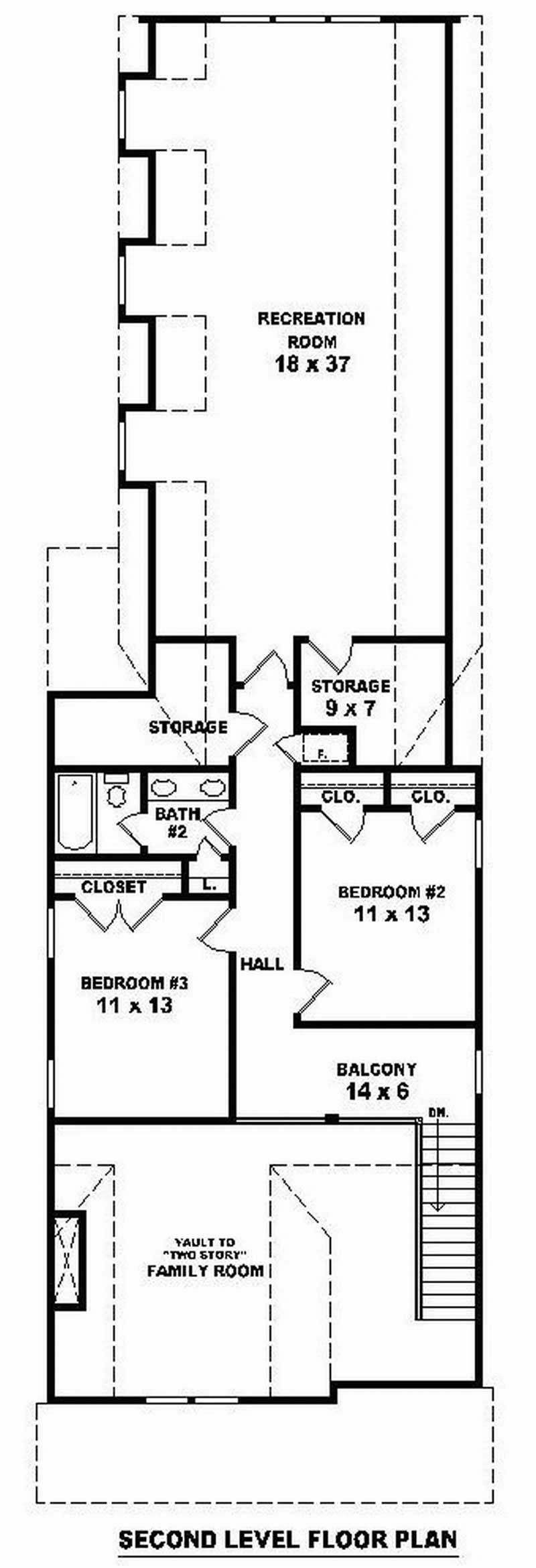 Floor Plan Second Story of Ranch Plan #170-2638