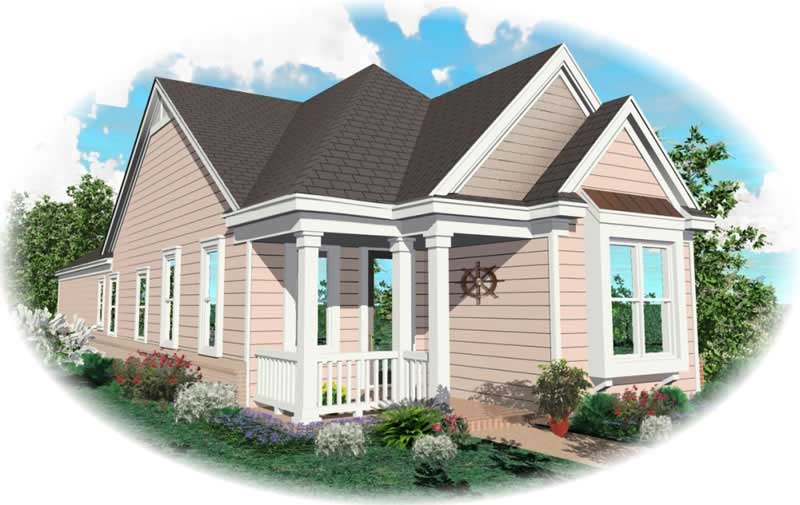 Front view of Bungalow home (ThePlanCollection: House Plan #170-2644)