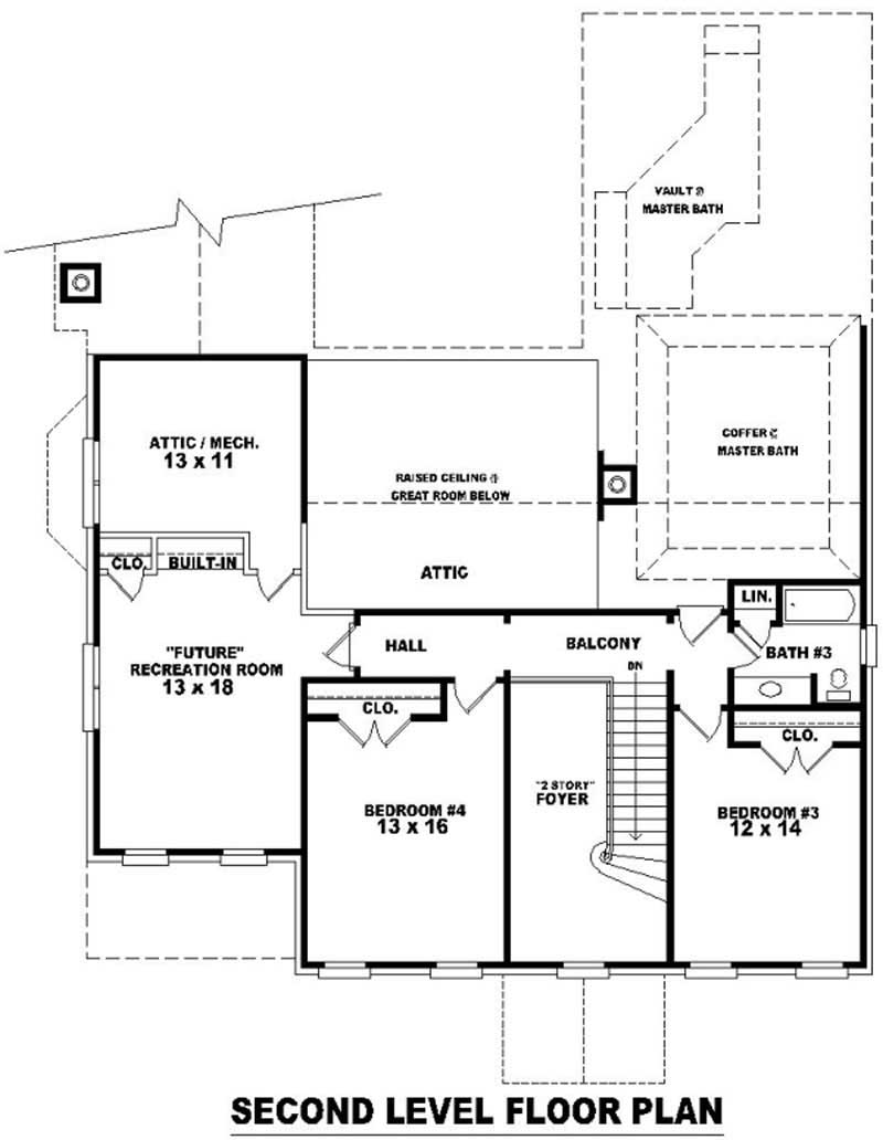 Floor Plan Second Story of French Plan #170-2654
