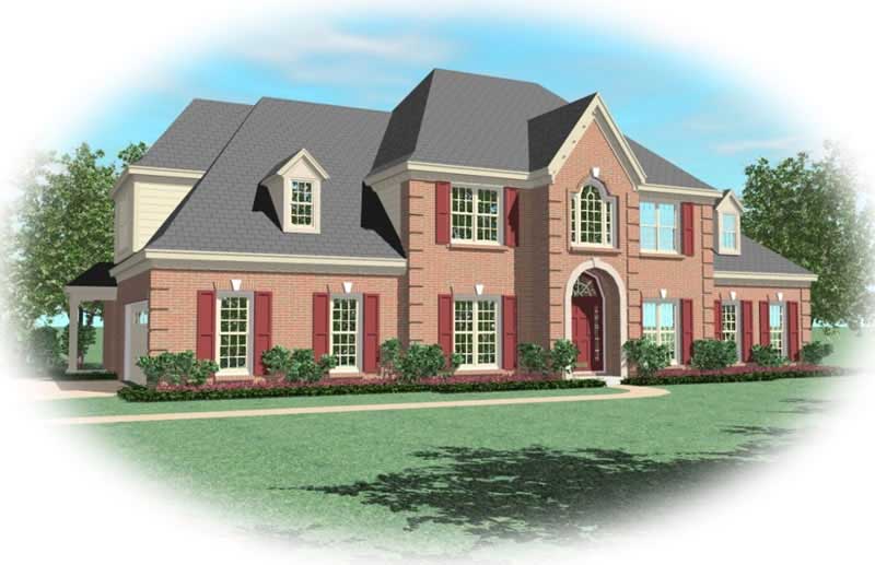 Front view of French home (ThePlanCollection: House Plan #170-2656)