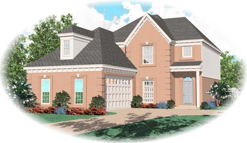 Front view of French home (ThePlanCollection: House Plan #170-2664)