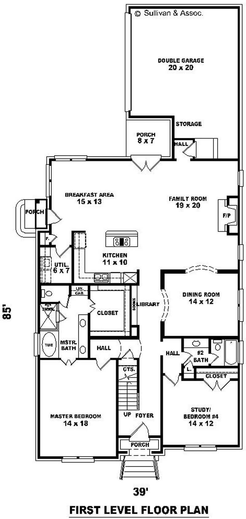 Floor Plan First Story of Craftsman Plan #170-2672