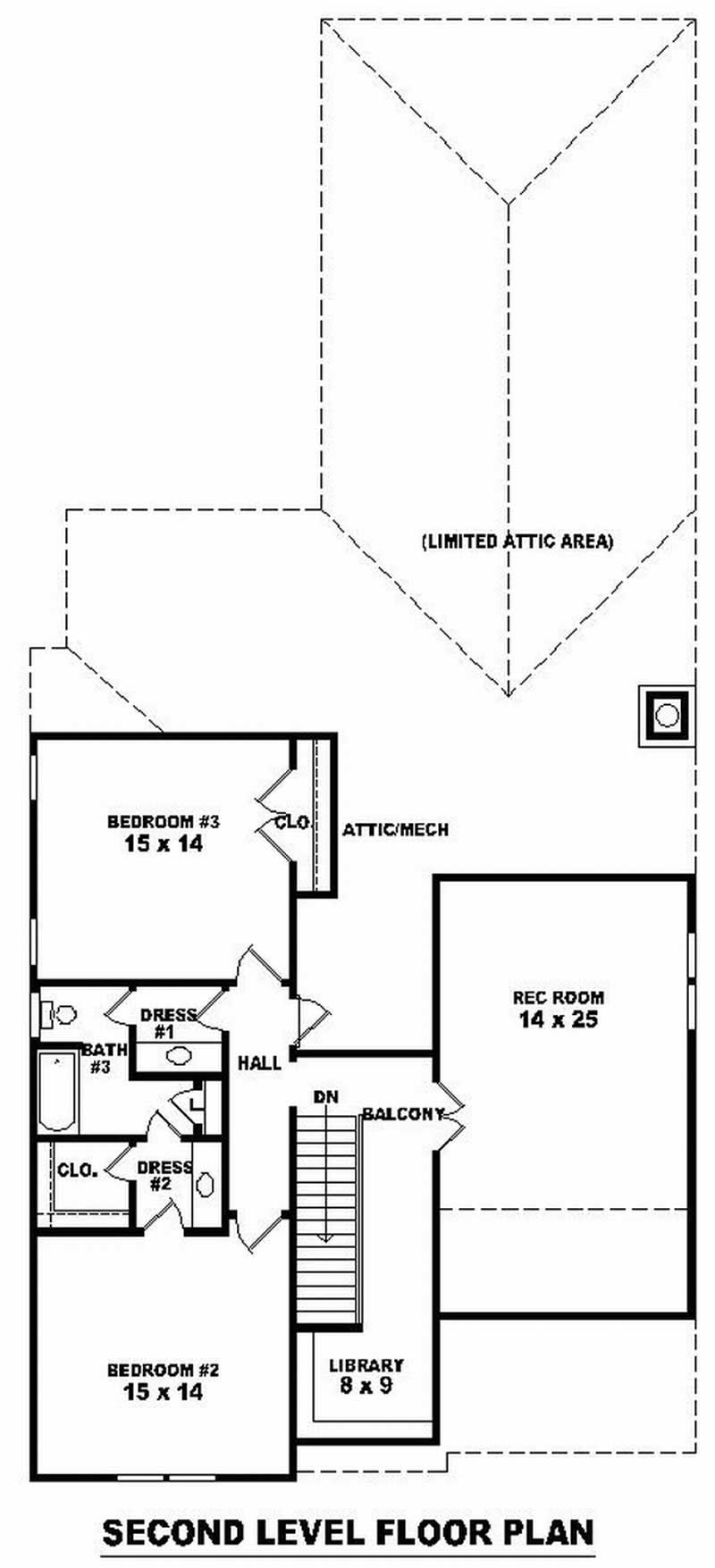 Floor Plan Second Story of Craftsman Plan #170-2672