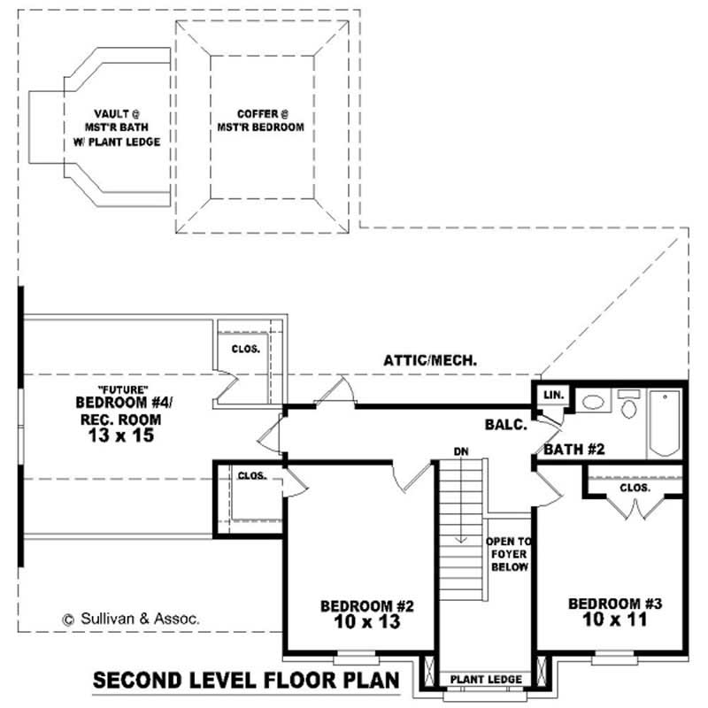 Floor Plan Second Story of Small House Plans #170-2675